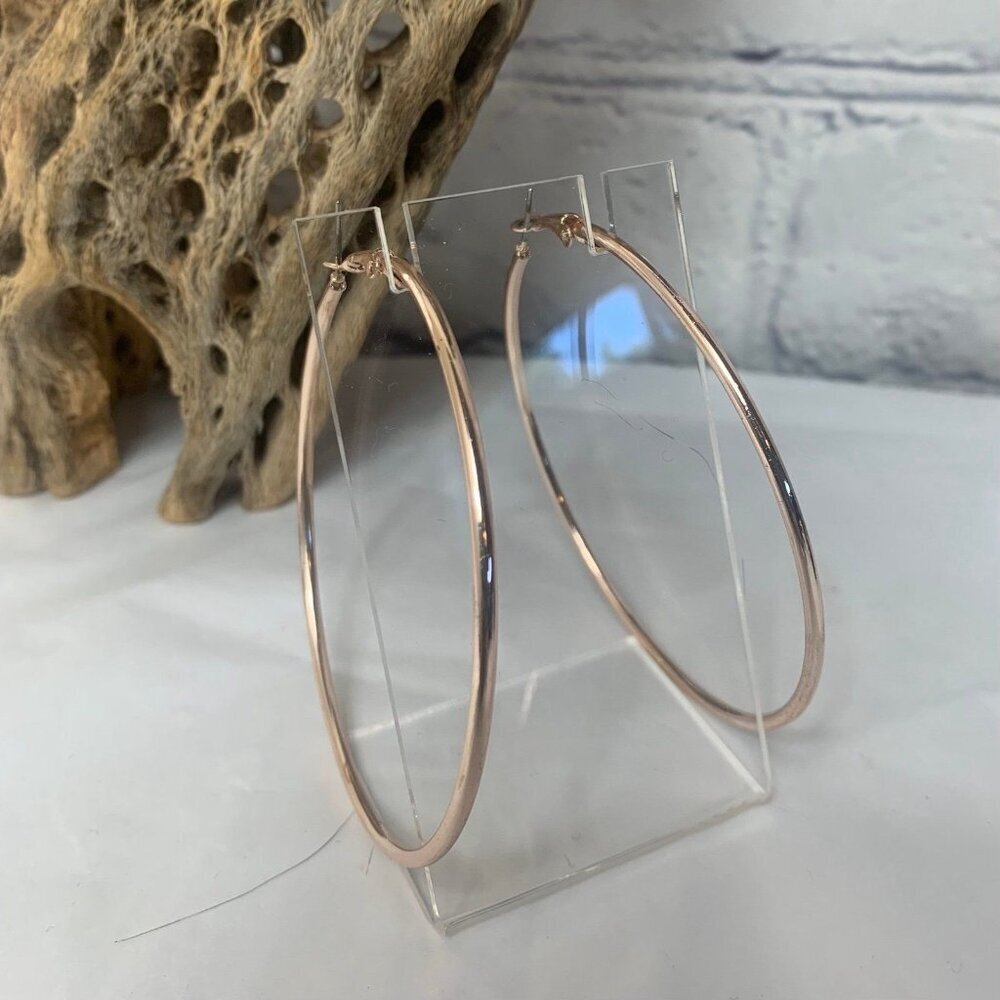 Large Gold-Tone 2.5" Hoop Earrings